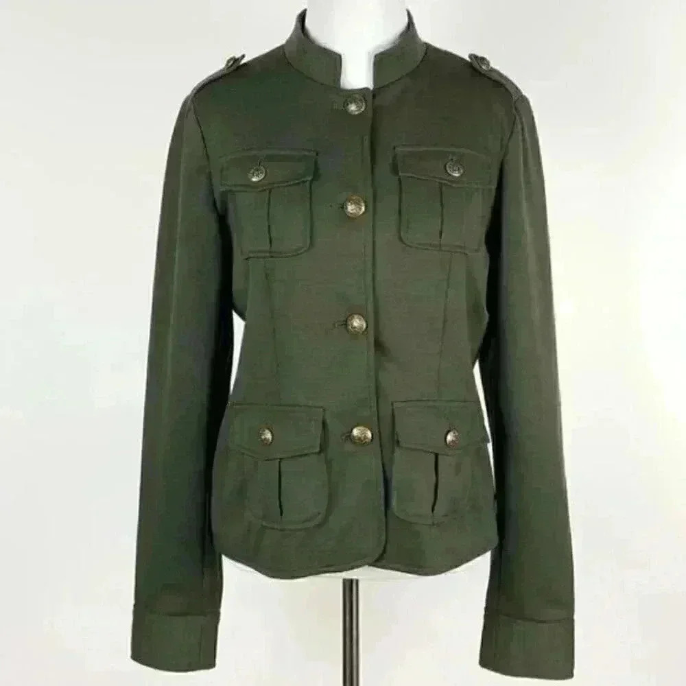APT 9 blazer sz S army green military style jacket - Picture 2 of 10